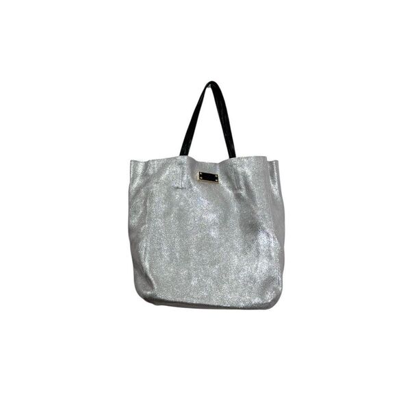 Genuine leather silver metallic tote bag - Picture 8 of 10